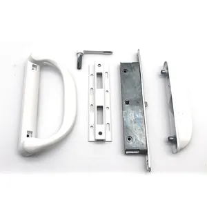 White single sided zinc alloy patio sliding door handle set with mortise lock body