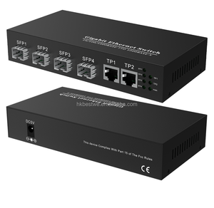 Convertidor de Medios SFP Gigabit Ethernet RJ45 a Fibra Óptica, Transceptor con 4 Ranuras SFP y 2 RJ45 - Product Image 1