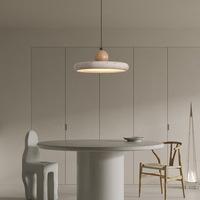 Lustre de salle à manger en pierre de grotte jaune en bois massif, tête de lit ronde en forme de soucoupe volante à LED pour chambre à coucher, lampes de style Wabi-Sabi