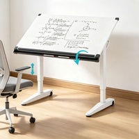 Bureau mobile réglable en hauteur avec tableau blanc et roulettes, poste de travail ergonomique assis-debout pour bureau et salle de classe