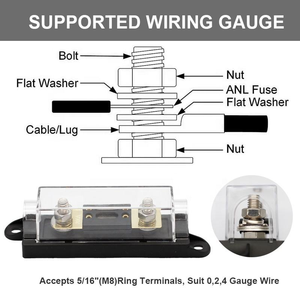 Porte-fusible ANL-2 pour voiture, compatible <span class=keywords><strong>12V</strong></span>, avec contacts en cuivre et couvercle transparent en plastique - Product Image 2