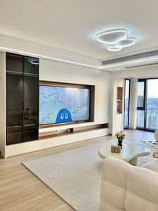 Modern Wood LCD <b>TV</b> Stand Set with Storage <b>Cabinets</b> for Living Room <b>Wall</b>-<b>Mounted</b> <b>TV</b> <b>Cabinets</b> - Product Image 2