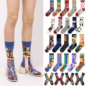 Chaussettes mi-longues personnalisées pour femmes Design original tête française dessin animé pointillé à carreaux coloré personnalisé <span class=keywords><strong>marque</strong></span> de mode - Product Image 3