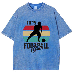 Nouveau T-shirt Homme Été 2026 Grande Taille Imprimé Football Délavé à l'Acide Lourd Sport Décontracté Ample Manches Courtes - Product Image 4