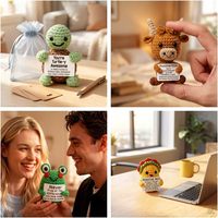 Valenvino 4 poupées au crochet positives, peluches d'entraînement émotionnel faites à la main, cadeau de remise de diplôme chaleureux pour femmes et hommes, décoration maison et bureau