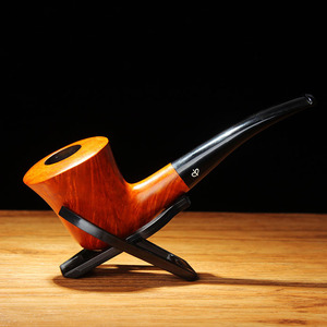Folding Plastic Pipe Stand With Wooden Holder Bent Type Portable Support For Smoking Pipe Display - Product Image 1