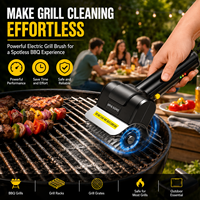 Brosse de nettoyage de barbecue rechargeable 2000 mAh, 600 tr/min, sans fil, avec éclairage LED, pour barbecue extérieur