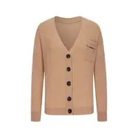 बुना हुआ कपड़ा निर्माता कस्टम नई डिजाइन एकल छाती जेब वी गर्दन 100% कश्मीरी महिलाओं स्वेटर cardigans
