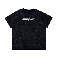 T-shirt Homme Oversize à Épaules Tombantes et Manches Courtes en Coton Lourd 240g avec Imprimé Lettres Strass Argenté Effet Étoilé, Collection 2026 – Personnalisable