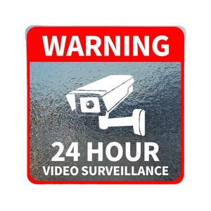 Autocollant de sécurité de surveillance vidéo 24h/24, autocollant de fenêtre en vinyle, panneau de sécurité auto-adhésif, forme rectangulaire, finition brillante - Product Image 5