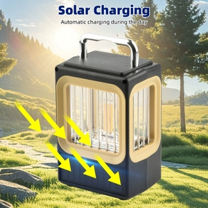 Lanterne de camping <span class=keywords><strong>LED</strong></span> <span class=keywords><strong>rechargeable</strong></span> avec panneau solaire, <span class=keywords><strong>lampe</strong></span> de poche de camping, batterie externe pour randonnée d'urgence - Product Image 2
