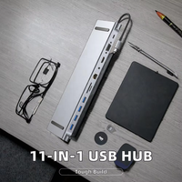 Hub USB 3.0 11-en-1 multi-interface, station d'accueil audio et ports réseau pour ordinateurs portables et de bureau – En stock