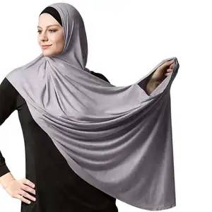 Wholesale Easy Wear Hijabs Collection Loved Solid Color Dubai Scarf Muslim Premium Jersey Instant Double Loop Hijab Shawls