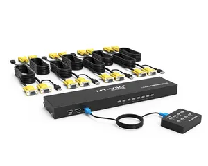 8 Port KVM Switch VGA, MT-VIKI Rack KVM Konsole 8x1 Switcher 8 in 1 out 1080P 8er Pack Kabel