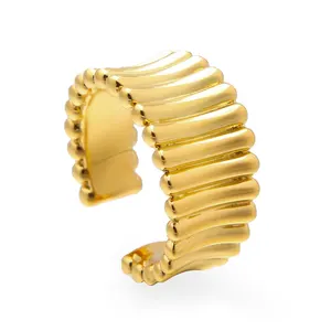 New Arrival Art Curved Minimalist Finger Rings Gold Color Finger Ring Fashion Jewelry Accessories Gifts for Girls.