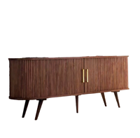 Meuble TV en bois massif noyer de style moderne du milieu du siècle, meuble de rangement pour salon, compatible avec les téléviseurs de 65 pouces et plus, facile à nettoyer