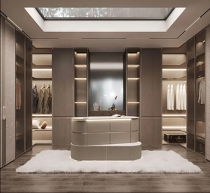 Bằng Gỗ Mở Tủ Quần Áo Tổ Chức Modular Đi bộ-Trong Tủ Quần Áo Có Thể Điều Chỉnh Kệ Treo Thanh Tùy Chỉnh Lớn L-Hình Dạng Cloakroom Đồ Nội Thất - Product Image 4