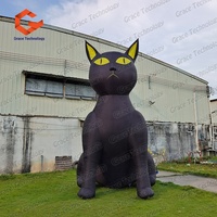 Chat noir gonflable géant Offre Spéciale LED allumant le modèle gonflable de chat noir pour la décoration d'halloween