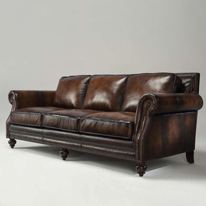 Juego de Sofás de Cuero de <span class=keywords><strong>Estilo</strong></span> Americano y Europeo para Sala de Estar, Hogar, <span class=keywords><strong>Restaurante</strong></span>, Muebles de Interior, Sofá de Esquina de Madera y Cuero - Product Image 1