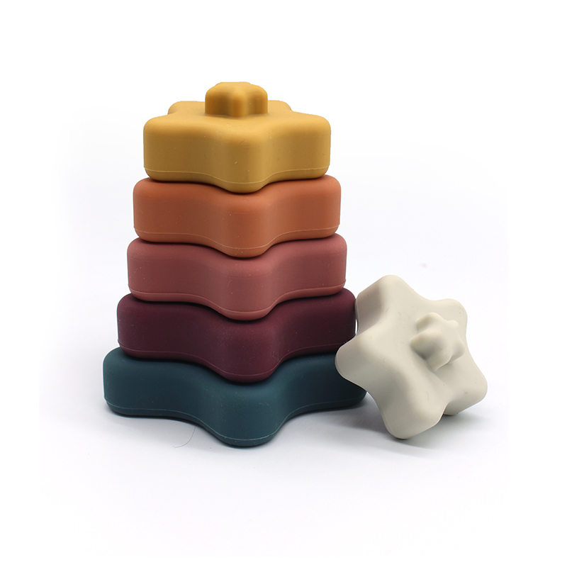 Детский развивающий строительный блок Монтессори из силикона в форме звезды