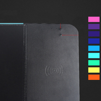 Tapis de Souris Carré OEM Personnalisé avec Logo, Grand Tapis de Bureau Gamer Noir avec LED RGB et Chargeur Sans Fil, en Stock