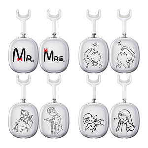Étui souple transparent pour amoureux de Couple de luxe pour casque AirPods Max étui à la mode de Style lanière mignon - Product Image 1