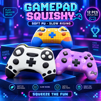 Lot de 12 jouets anti-stress souples en PU en forme de manette de jeu, à remontée lente, en boîte de présentation