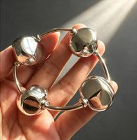 Bracelet jonc élastique Kaimei 2 couleurs pour femme, avec boules carrées irrégulières en acrylique CCB, style chunky argenté