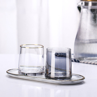 Tasses de rince-bouche en verre cylindriques claires classiques, tasse de brossage de salle de bain