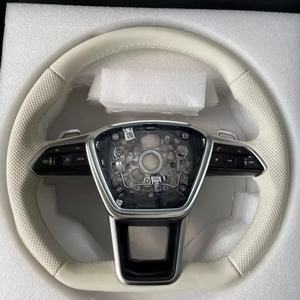 Volant personnalisé en cuir véritable blanc pour <span class=keywords><strong>Audi</strong></span> A5 A6 C6 C7 A7 <span class=keywords><strong>R8</strong></span> RS RS3 RS4 RS5 Q3 Q5 Q7 TT A3 A4 B8 S3 S4 S5 B9 RS6 RS7 - Product Image 3