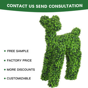 DW1-5 3D ornement PE vert herbe grand chien plante modélisation animaux topiaires artificiels pour la décoration de jardin extérieur - Product Image 4