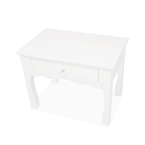 White Painted Wooden Kids Nightstand with 1 Drawer and Crystal Knob Bedroom <b>Storage</b> Furniture Bedside <b>Side</b> <b>Table</b> - Product Image 4