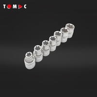 Jeu de douilles à cliquet multi-tailles TOMAC Professional 3/8" (E8-E18) en acier chromé pour adaptateur de clé à douille universelle, outil à main