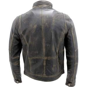 Veste en cuir vieilli pour homme Brando, manches longues, style vintage Cafe Racer, col montant classique, vêtement de motard - Product Image 1