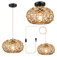 Luminaire de plafond rustique fait main en corde de jute, cage tissée industrielle, douille E27 pour chambre, couloir, hôtel, projet personnalisé