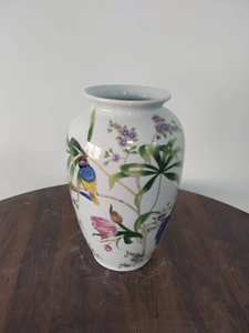 Vaso di fiori per la decorazione della casa vaso in ceramica con motivo floreale verde verde e bianco - Product Image 5