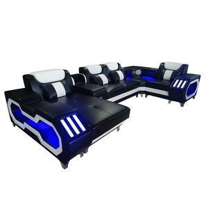 2026 Hot Sale Modular Modern Music USB Technology Smart Control Color <b>LED</b> Light Leather Couch Living Room Furniture - Product Image 1