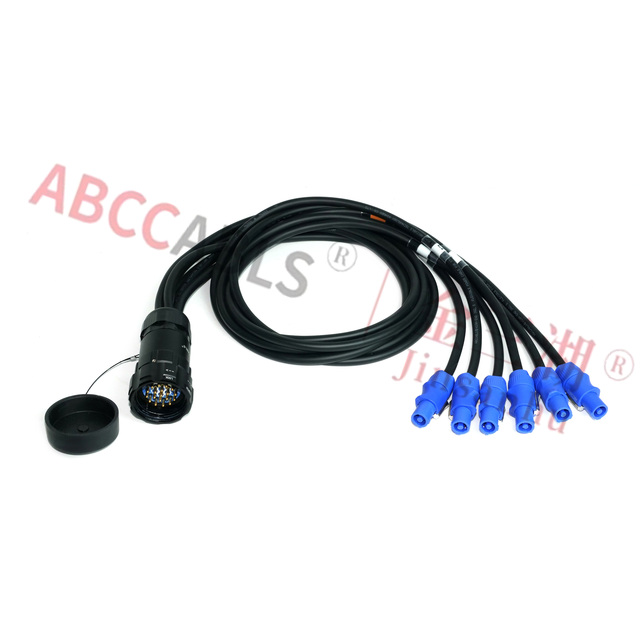 Socapex 19-Pin Powercon Connector 12AWG 2.5mm Fanout Cable 1.5M-3M Flexible Fire-Retardant
