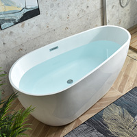 Baignoire ovale moderne en acrylique pour petits espaces, baignoire autoportante pour hôtels et villas, 1,3-1,7 m