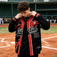 Venta al por mayor ODM: Camiseta de béisbol de poliéster de 220 g con sublimación completa, logotipo y número personalizados para uniformes de equipos de club, personalización a granel para el día del partido.