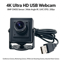 Mini webcam 4K Ultra HD avec capteur CMOS 8 mégapixels, USB OTG UVC, grand angle, caméra IR pour diffusion en direct, conférence, surveillance de sécurité