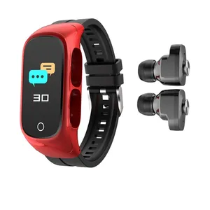 N8สมาร์ทนาฬิกาหูฟังที่มีหูฟัง2 In 1 Smartwatch หูฟังไร้สายที่มีการตรวจสอบอัตราการเต้นหัวใจ TWS หูฟังภายในนาฬิกาสมาร์ท