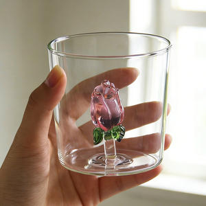 Vaso de Vidrio Creativo 3D con Forma de Rosa Rosa de 380 ml para el Día de San Valentín, Vaso para Bebidas Frías y Calientes, Vasos para Parejas, Regalos - Product Image 3