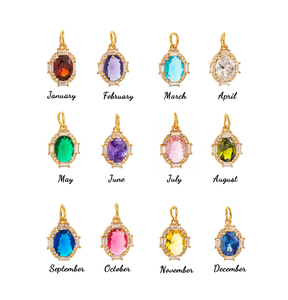 จี้หินประจำเดือนเกิด Hola |   ทองเหลืองชุบทอง 18K ประดับด้วยเพทาย 12 สี สำหรับทำเครื่องประดับ DIY - Product Image 1