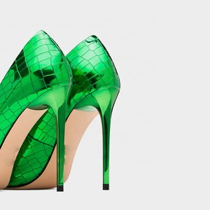 Zapatos de Tacón Súper Alto para Mujer, Diseño Cabrite Verde Brillante, Cierre Deslizante Delgado, Transpirables y Antideslizantes para Invierno - Product Image 5