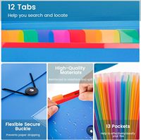 Porte-documents extensible à 13 poches, organiseur de fichiers accordéon, format A4, porte-documents pour papier, reçus, fournitures scolaires et de bureau