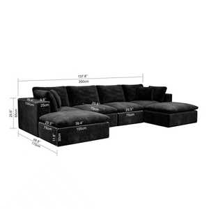 Modular <b>Convertible</b> Sectional Sofa Set Upholstered Compressed Couch for Apartment Living Room - Product Image 4