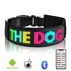 Safety LED <b>Dog</b> Collar with Colorful Screen USB Rechargeable <b>Dog</b> Collar Water Resistant Flashing <b>Light</b> Pet Collar with LED Flash - Product Image 1