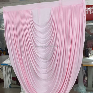 Tirai Latar Belakang Sutra Susu Warna Pink Kustom Muwei, Tirai Lengkung Panggung Model Baroque Swag, Dekorasi Pernikahan - Product Image 2