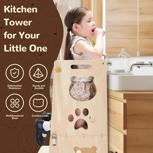 3 en 1 Convertible <span class=keywords><strong>4</strong></span> <span class=keywords><strong>tabouret</strong></span> antidérapant en forme de nuage <span class=keywords><strong>pieds</strong></span> en <span class=keywords><strong>bois</strong></span> tour d'apprentissage pour tout-petits avec tableau noir pour comptoir de cuisine salle de bain - Product Image 5